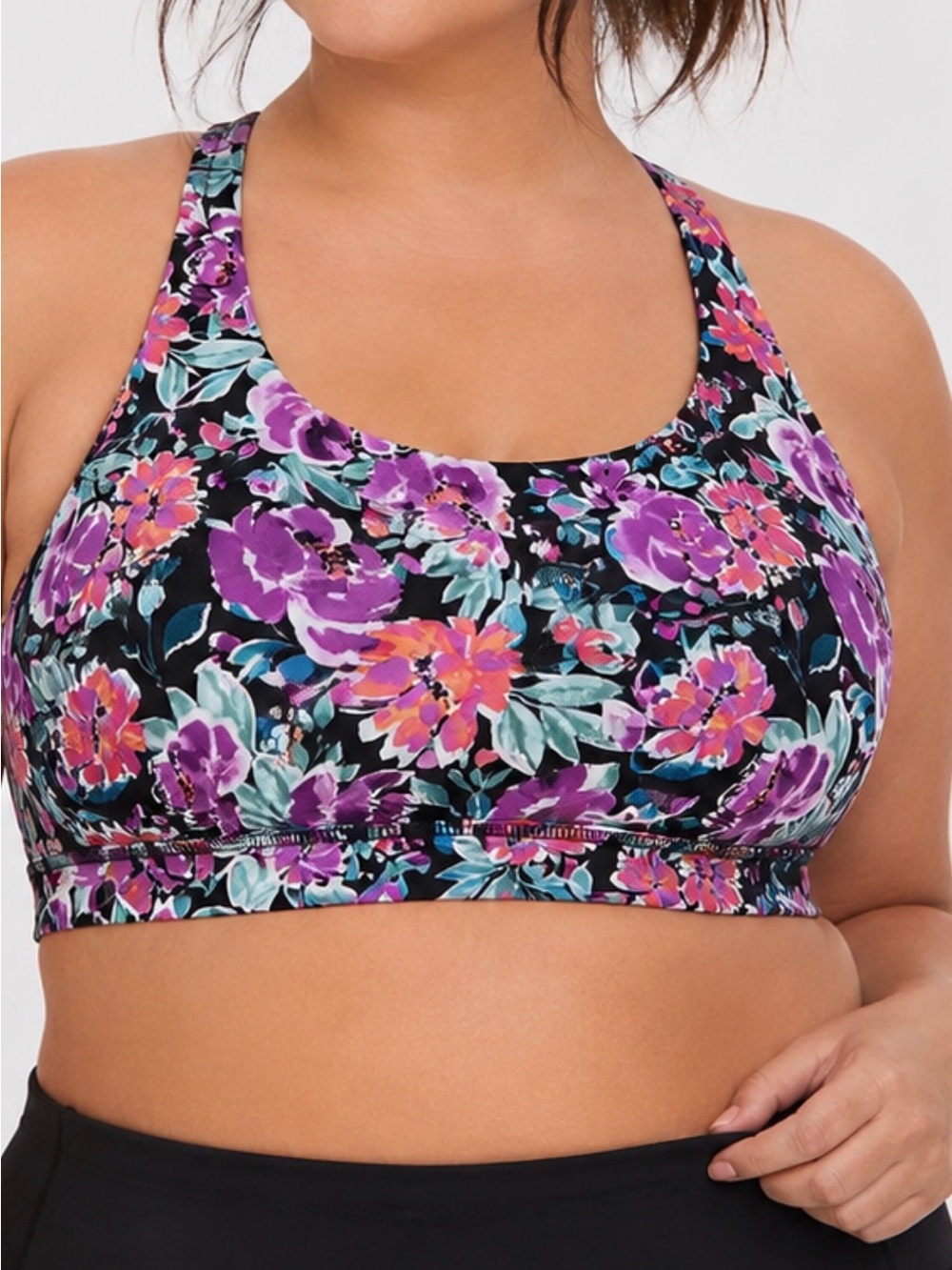 Torrid Active Sports Bra Floral Print Strappy Back Plus Size 2 Athletic Workout